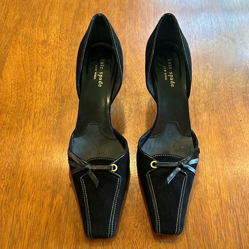 Kate Spade - Black Suede kitten heels- 8.5 B